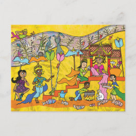 Dancing Devas - Apsara Cartoon Postkarte