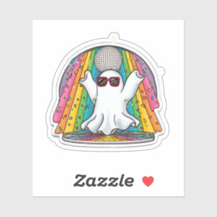 Dancing Disco Ghost Sticker - Farbenfroher Cartoon