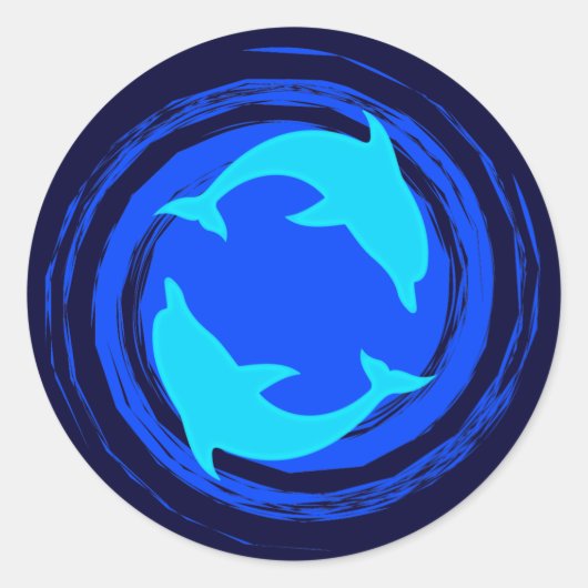 Dancing Dolphins Spiral Runder Aufkleber (Vorderseite)