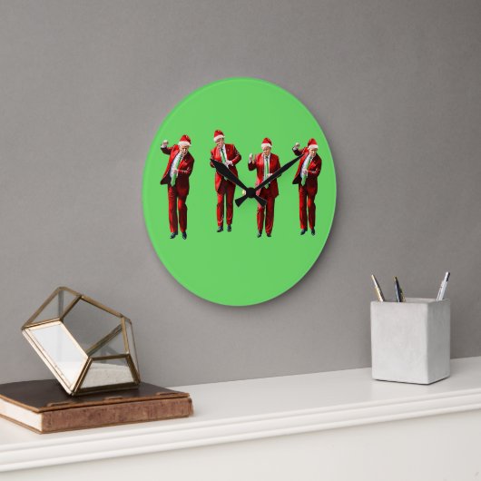 Dancing Donald Trump WeihnachtsMAGA Große Wanduhr (Büro)