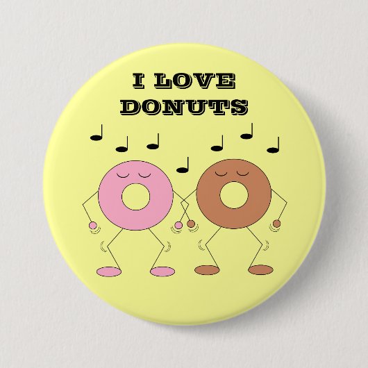 Dancing Donuts Gelb Button (Vorderseite)