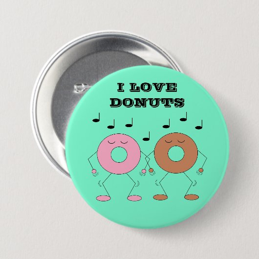 Dancing Donuts Minze Green Button (Vorne & Hinten)