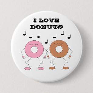 Dancing Donuts White Button