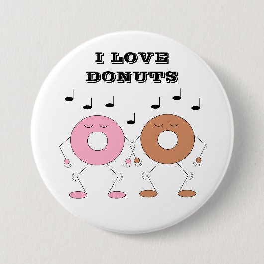 Dancing Donuts White Button (Vorderseite)