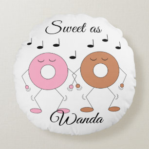 Dancing Donuts White Rundes Kissen