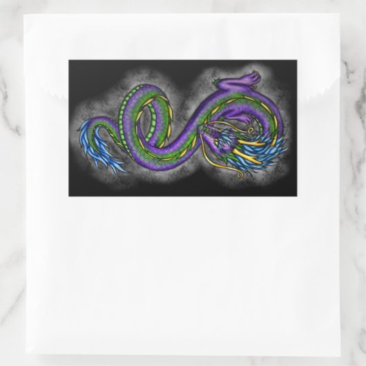 Dancing Dragon Rechteckiger Aufkleber (Tasche)