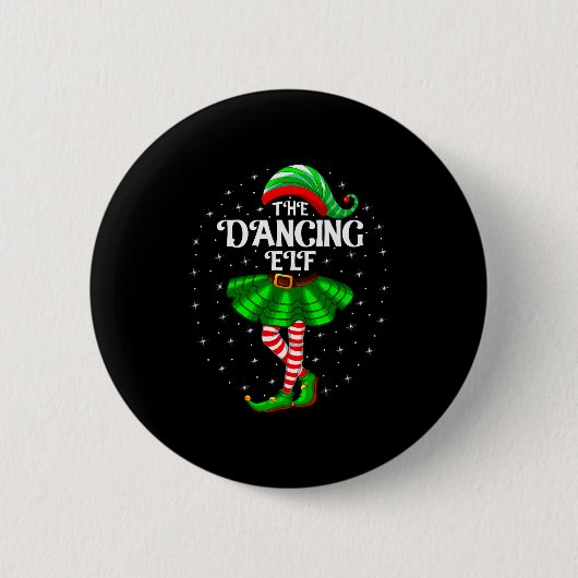 Dancing Elf Christmas Family Matching Women Girls Button (Vorderseite)