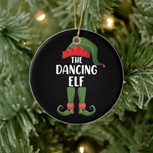 Dancing Elf Family Matching Group Weihnachts-Party Keramik Ornament (Baum)