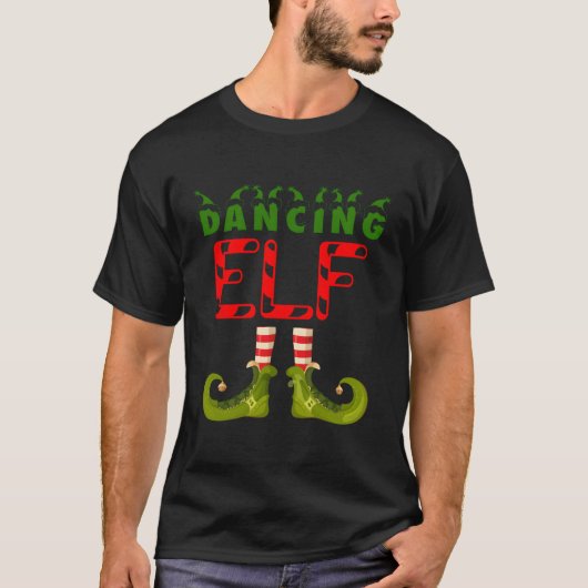 Dancing Elf Funny Group Matching Family Pajamas Fo T-Shirt (Vorderseite)