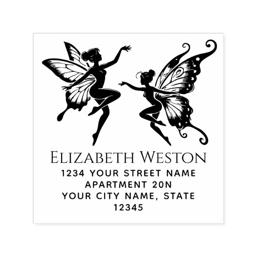 Dancing Fairies Butterfly Wings Name Ret Adresse Permastempel (Design)
