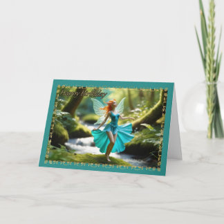 Dancing Fairy by Stream Young Girl's Birthday Card Karte