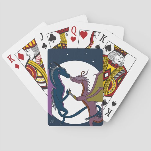 Dancing Fantasy Dragon Love Mystical Illustration  Spielkarten (Rückseite)