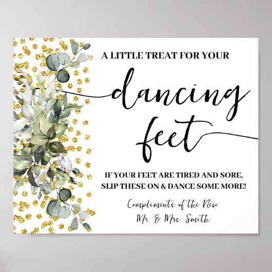 Dancing Feet Flip Flops Hochzeit Eukalyptus-Zeiche Poster (Vorne)