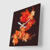 Dancing Firebirds Abstract Art Square Quadratische Wanduhr (Winkel)