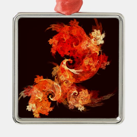 Dancing Firebirds Abstract Art Square Silbernes Ornament (Vorne)