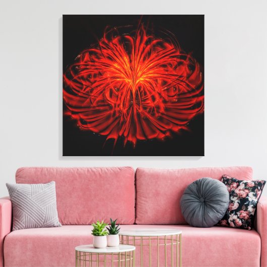 Dancing Fireworks-Red Wall Art Stretched Leinwand (Insitu (Wohnzimmer))