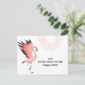 Dancing Flamingo Neue Adressenverschiebung Ankündigungspostkarte (Stehend Vorderseite)