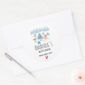 Dancing Forest Animals Weihnachtsküche Runder Aufkleber (Umschlag)