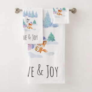 Dancing Forest Animes Weihnachten Wasserfarbe Badhandtuch Set