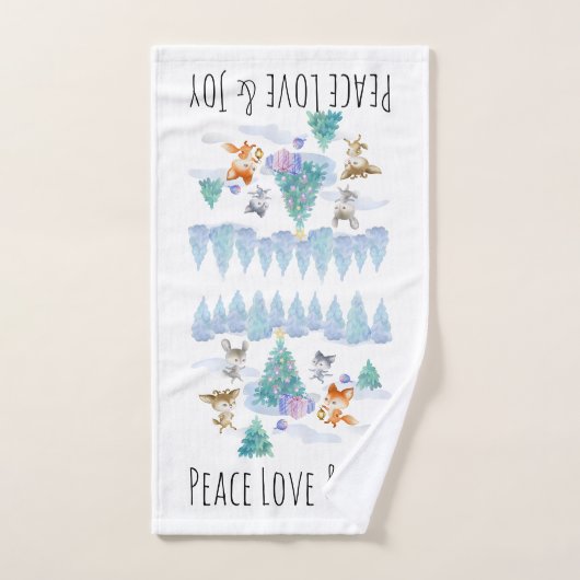 Dancing Forest Animes Weihnachten Wasserfarbe Badhandtuch Set (Handtuch)