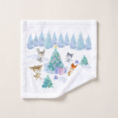 Dancing Forest Animes Weihnachten Wasserfarbe Badhandtuch Set (Waschlappen)