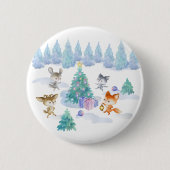 Dancing Forest Animes Weihnachten Wasserfarbe Button (Vorderseite)