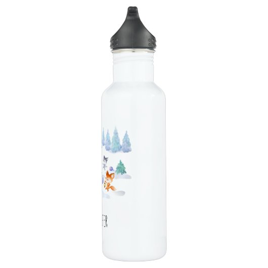 Dancing Forest Animes Weihnachten Wasserfarbe Edelstahlflasche (Rechts)