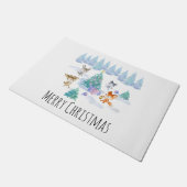 Dancing Forest Animes Weihnachten Wasserfarbe Fußmatte (Schrägansicht)