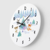 Dancing Forest Animes Weihnachten Wasserfarbe Große Wanduhr (Winkel)