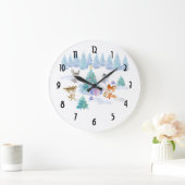 Dancing Forest Animes Weihnachten Wasserfarbe Große Wanduhr (Zuhause)