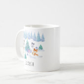 Dancing Forest Animes Weihnachten Wasserfarbe Kaffeetasse (Vorderseite Links)