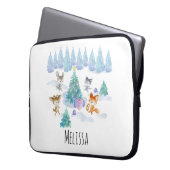 Dancing Forest Animes Weihnachten Wasserfarbe Laptopschutzhülle (Vorderseite Links)