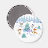 Dancing Forest Animes Weihnachten Wasserfarbe Magnet (Vorderseite/Rückseite)