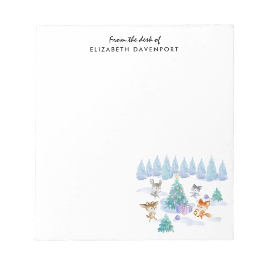Dancing Forest Animes Weihnachten Wasserfarbe Notizblock (Vorderseite)