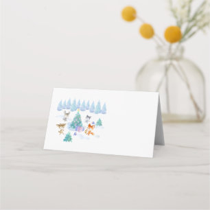 Dancing Forest Animes Weihnachten Wasserfarbe Platzkarte