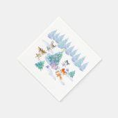 Dancing Forest Animes Weihnachten Wasserfarbe Serviette (Ecke)