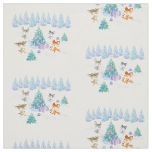 Dancing Forest Animes Weihnachten Wasserfarbe Stoff