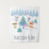 Dancing Forest Animes Weihnachten Wasserfarbe Wandteppich (Vorderseite)