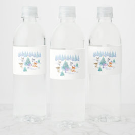 Dancing Forest Animes Weihnachten Wasserfarbe Wasserflaschenetikett