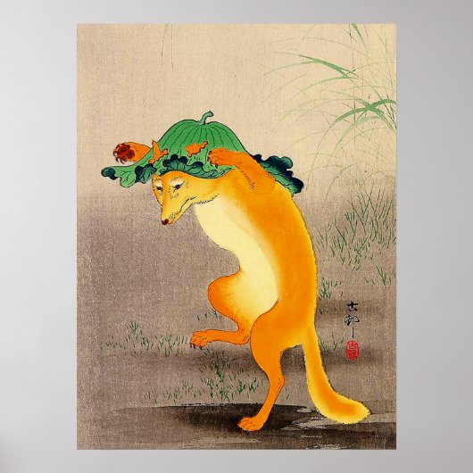 Dancing Fox Ohara Koson 1910 Poster (Vorne)