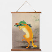 Dancing Fox Ohara Koson 1910 Wandteppich Mit Holzrahmen (Vorderseite)