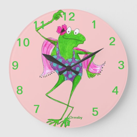 Dancing Froggy Wall Clock Große Wanduhr (Vorderseite)