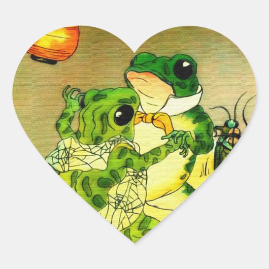 Dancing Frogs Herz-Aufkleber (Vorderseite)