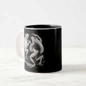 Dancing Frogs Toad Goblincore Dark Academia Retro Zweifarbige Tasse (Vorderseite Links)