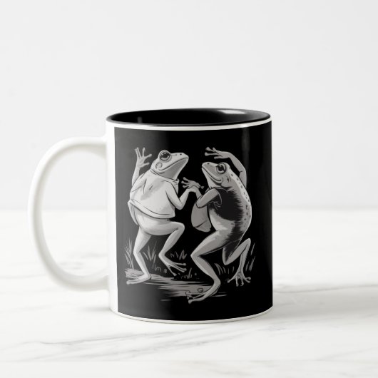 Dancing Frogs Toad Goblincore Dark Academia Retro Zweifarbige Tasse (Links)