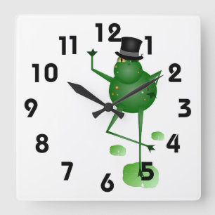Dancing Frosch Clock Quadratische Wanduhr