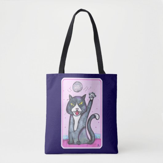 Dancing Fun Disco Ball Cat Cartoon Time Tasche (Vorderseite)