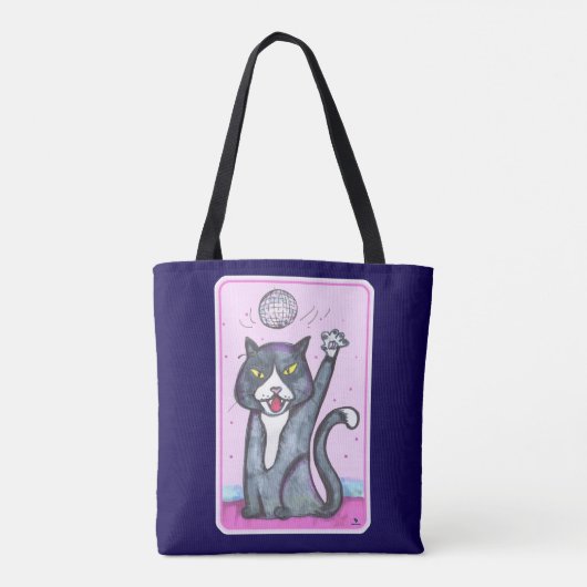 Dancing Fun Disco Ball Cat Cartoon Time Tasche (Rückseite)
