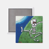 Dancing Funny Skeleton Moon Magnet (Vorderseite/Rückseite)