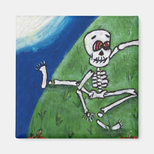 Dancing Funny Skeleton Moon Magnet (Vorne)